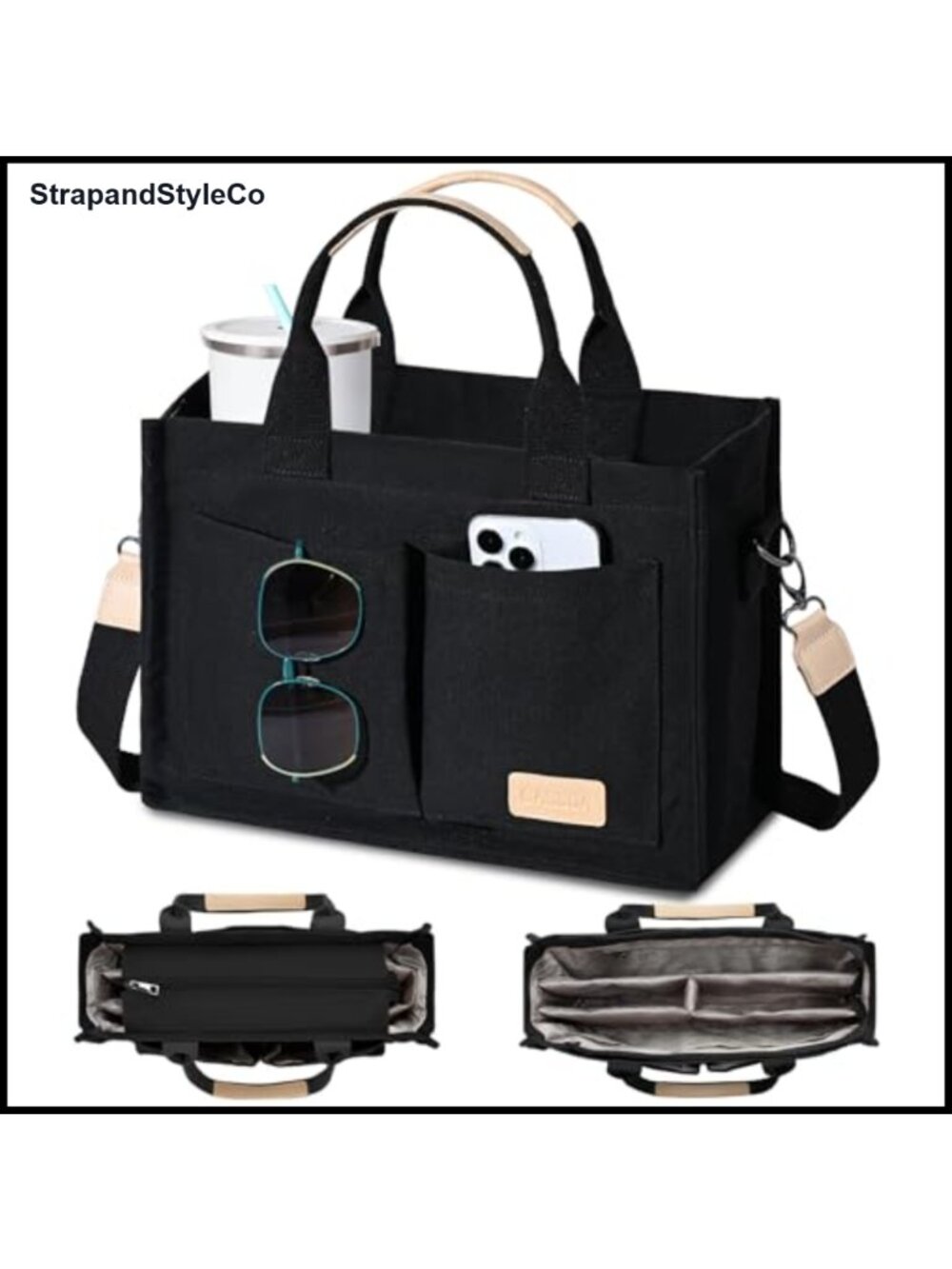 Waterproof Canvas Tote Bag Crossbody Work Purse Laptop Travel Nurse Teacher